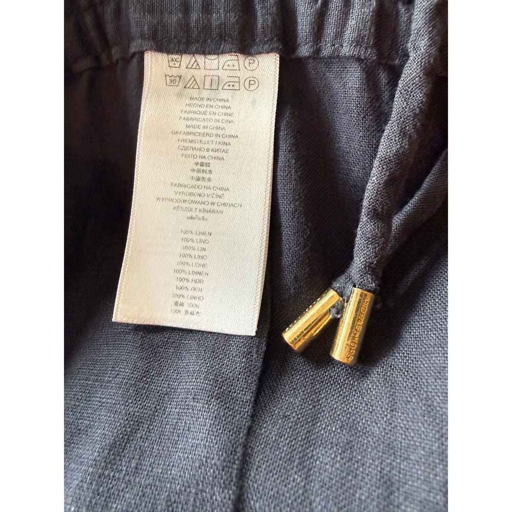 Michael Kors 100% Linen Wide Leg Pants Women's Size 16 Navy Blue Boho Minimalist - Picture 4 of 9